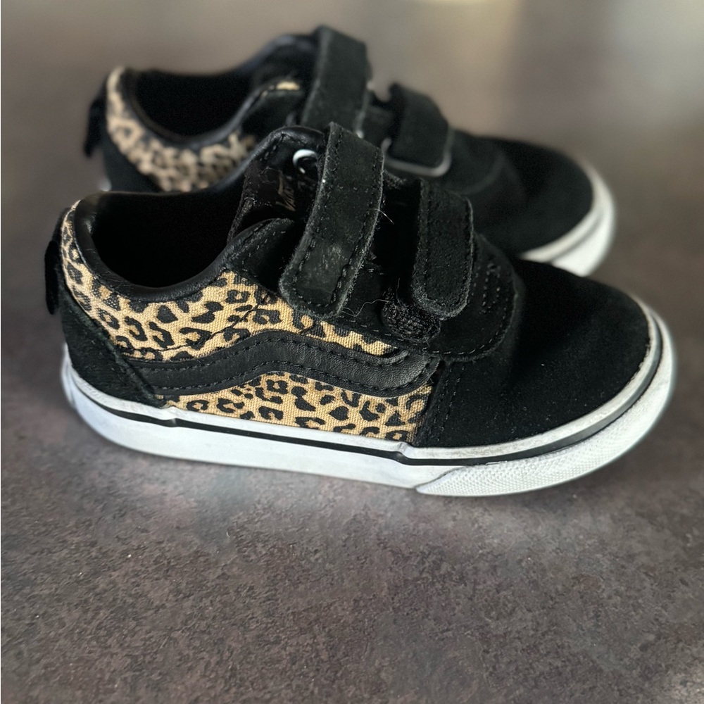 Vans Kids Black and Leopard Sneakers